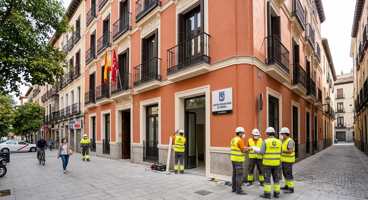 Edificio comunitario con fachada renovada