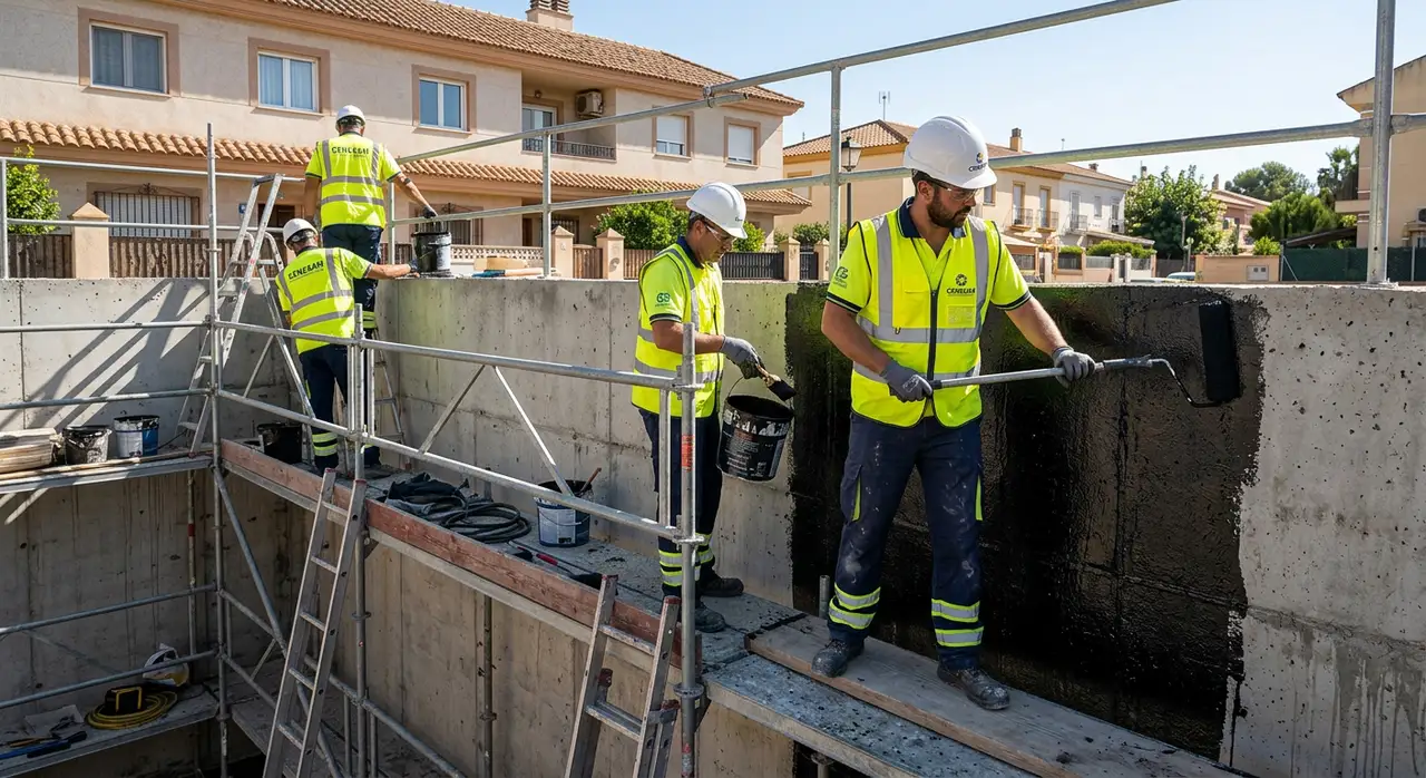 Impermeabilización de muro subterráneo con betún